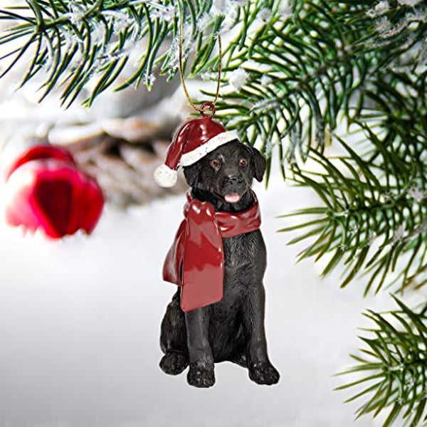 design toscano black labrador retriever holiday dog christmas tree ornament  xmas decorations 3 inch full color