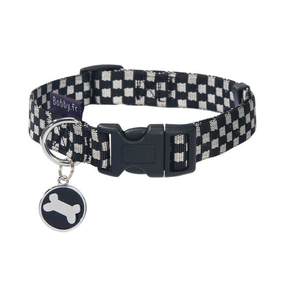 Bobby Damier Dog Collar- Black / Xs (Neck Size: 18-28 Cm Width: 1 Cm)