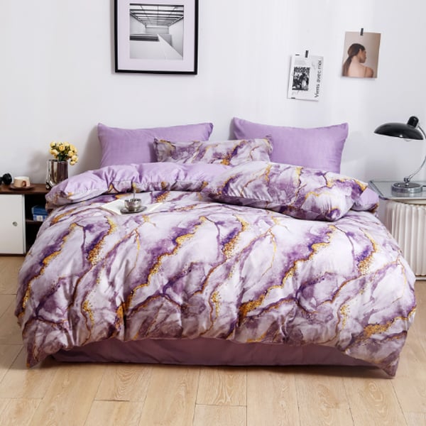 Buy LUNA HOME King Size 6 Pieces set, Reversible Marble Design Purple Gray Bedding Set Without