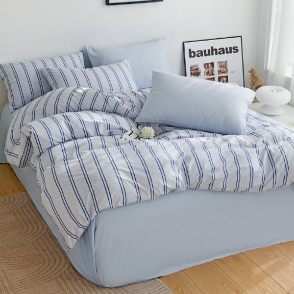 Buy Premium King size 6 pieces Voque design Plain blue bedsheet and