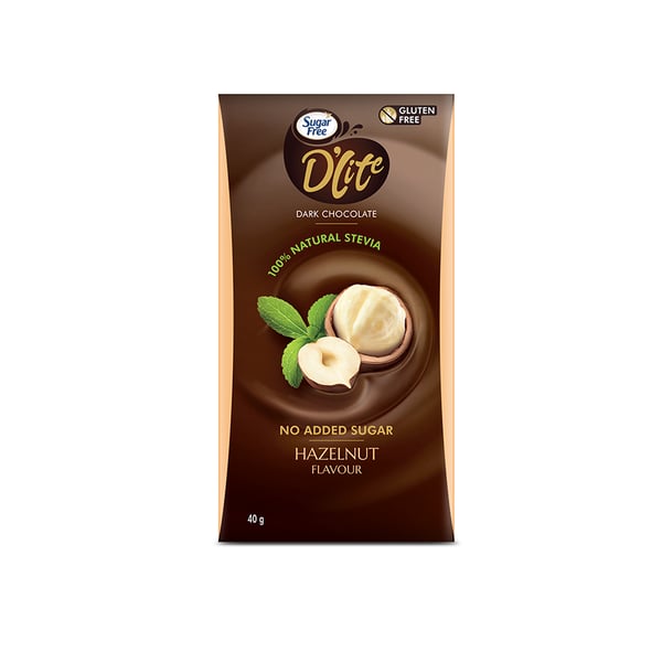 Buy Sugar Free D’lite Dark Chocolate Hazelnut 40 Gm Online in UAE