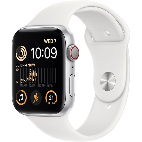Apple Watch SE GPS + Cellular 40mm Silver Aluminum Case with White Sport Band - Regular