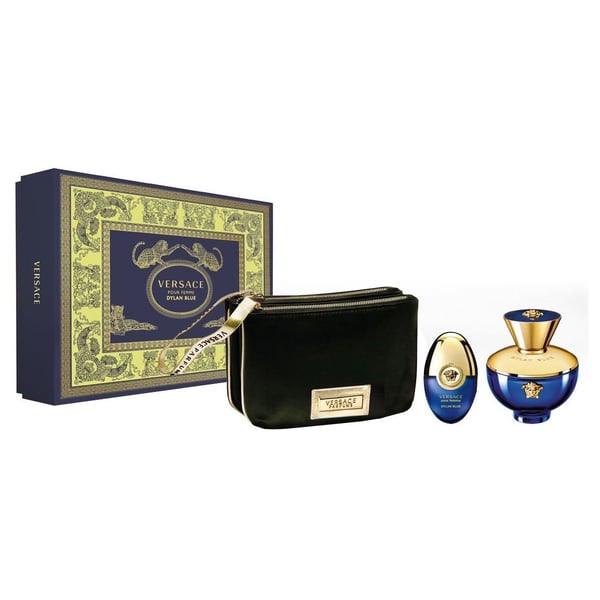 Versace Dylan Blue Pour Femme 3pcs Giftset 100ml EDP + Pouch + 10ml Miniature