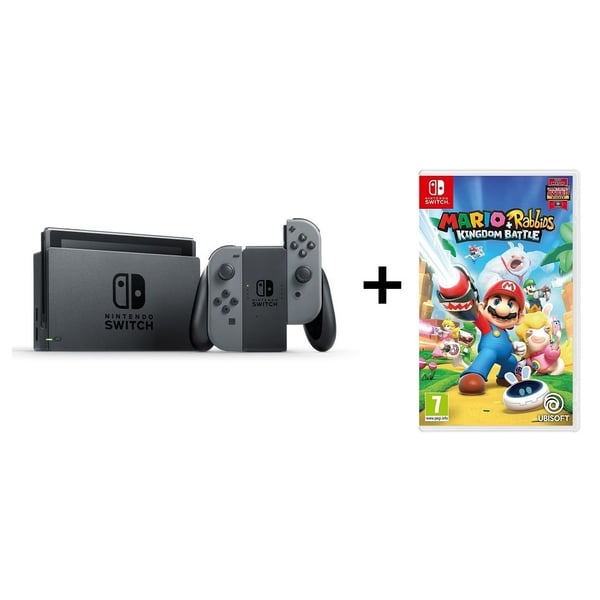 Nintendo Switch Console With Grey Joy Con + Mario + Rabbids Kingdom Battle Pack Nintendo Switch Console With Grey Joy Con + Mario + Rabbids Kingdom Battle Pack
