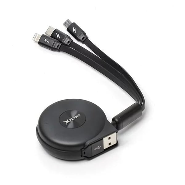 Xplore 3in1 Telescopic Cable (Micro+Lightning+Type C) 1m - Black Xplore 3in1 Telescopic Cable (Micro+Lightning+Type C) 1m - Black