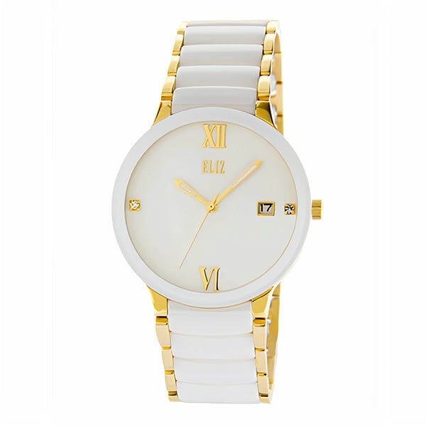 Eliz Mahal Es8740g4gww Gold Ss Case And Ceramic Band Men's Watch