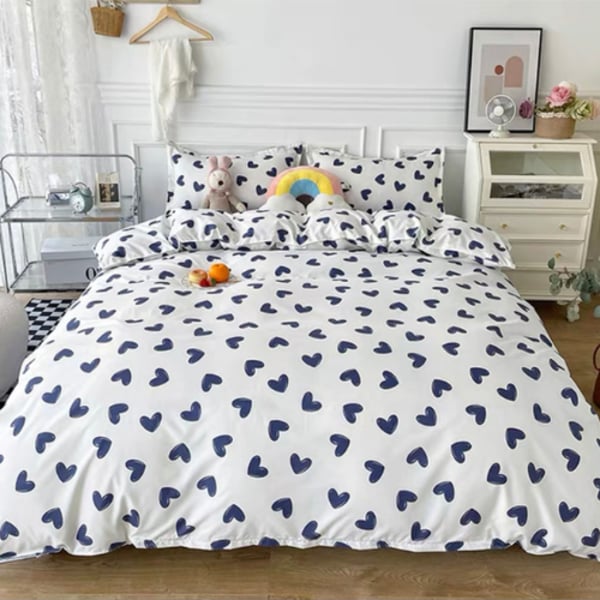Luna Home Single Size 4 Pieces Bedding Set Without Filler, Small Hearts Design