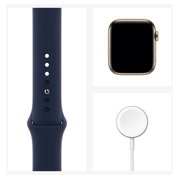 Apple Watch Series 6 GPS+Cellular 44mm Gold Stainless Steel Case with Deep Navy Sport Band - Middle East Version Apple Watch Series 6 GPS+Cellular 44mm Gold Stainless Steel Case with Deep Navy Sport Band - Middle East Version