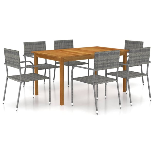 vidaXL 7 Piece Garden Dining Set Grey vidaXL 7 Piece Garden Dining Set Grey