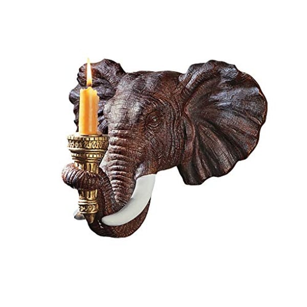 Full Color,Single Polyresin Design Toscano NG30614  Elephant African Decor Candle Holder Wall Sconce Sculpture 12 Inch