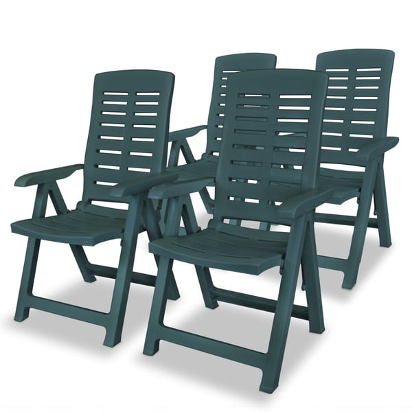 vidaXL Reclining Garden Chairs 4 pcs Plastic Green vidaXL Reclining Garden Chairs 4 pcs Plastic Green