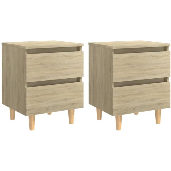 Vidaxl Bed Cabinets & Solid Pinewood Legs 2 Pcs Sonoma Oak 40x35x50 Cm