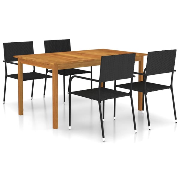vidaXL 5 Piece Garden Dining Set Black vidaXL 5 Piece Garden Dining Set Black