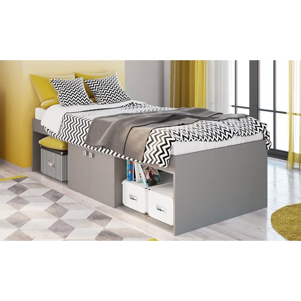 Kidsaw Single Bed with Storage Low Cabin Storage Single Bed without Mattress Grey Kidsaw Single Bed with Storage Low Cabin Storage Single Bed without Mattress Grey