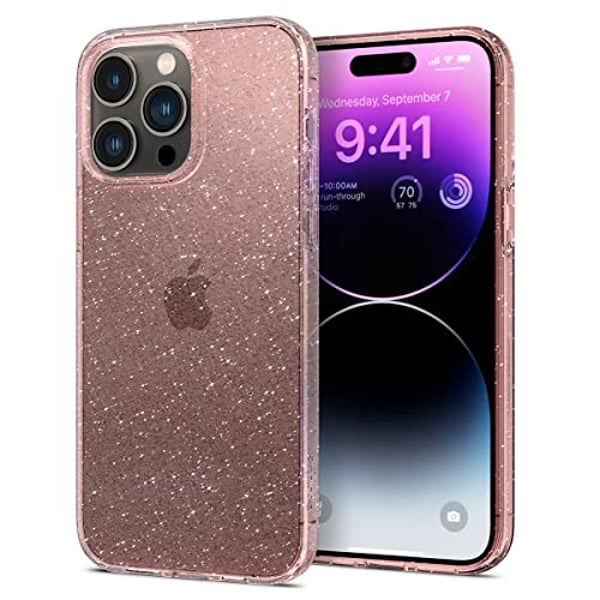 Spigen Liquid Crystal Glitter designed for iPhone 14 Pro Max case cover - Rose Quartz