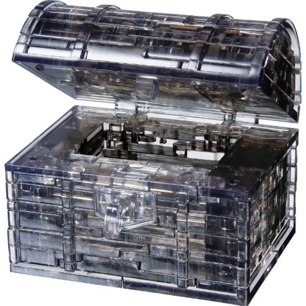 Bepuzzled Original 3D Crystal Puzzle - Treasure Chest, Black - Fun Yet Challenging Brain Teaser That Will Test Your Skills And Imagination, For Ages 12+