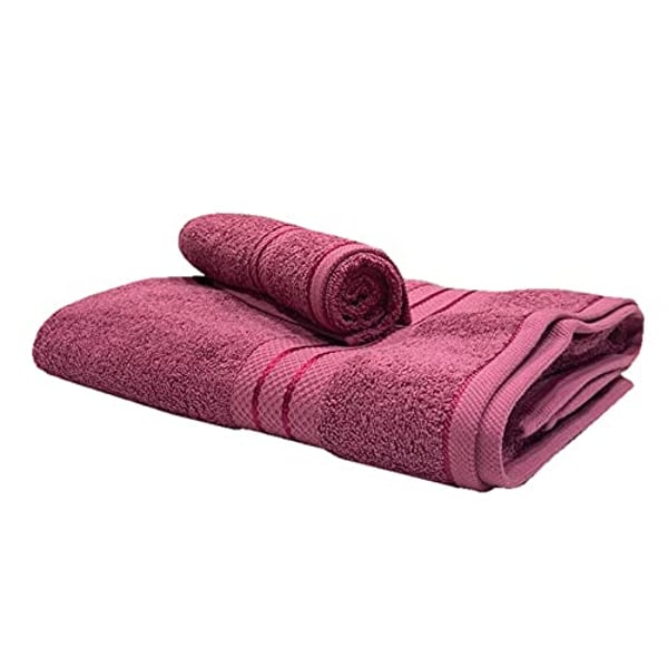 Buy Bath And Hand Towel Set Of 2 Pink 100 Cotton Byft Daffodil