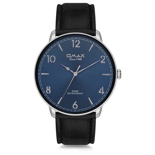 Omax Dome Series Black Leather Analog Watch For Men DC001P42I