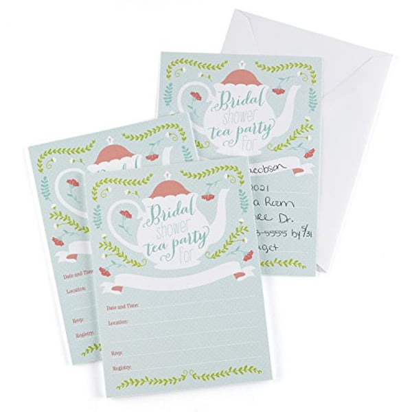 Hortense B. Hewitt Bridal Shower Invitations, 4.5 X 6.25-Inch, Tea Time