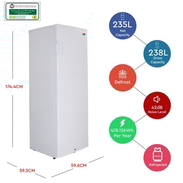 Nobel 235L Single Door Upright Freezer White NUF295 Nobel 235L Single Door Upright Freezer White NUF295