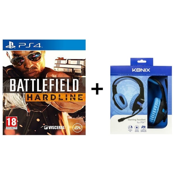 PS4 Battlefield Hardline Game + Konix PS4 Gaming Headset