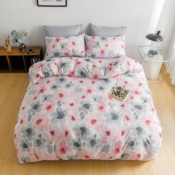 Buy King size 6 pieces, Vintage Style Pink with Grey Flora Bedding set