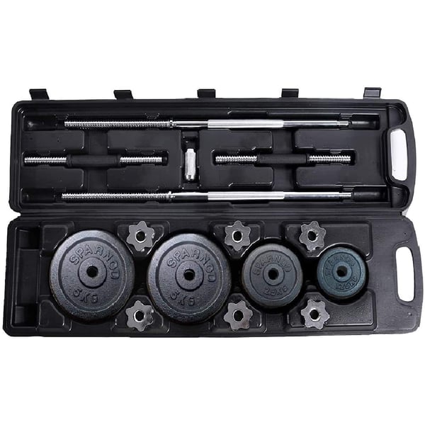 Sparnod Fitness Adjustable Dumbbell & Barbell Weight Set for Home Equipment Exercise and Fitness- Dumbbells with Anti-slip Grip, Barbell rod & Carry Case Sparnod Fitness Adjustable Dumbbell & Barbell Weight Set for Home Equipment Exercise and Fitness- Dumbbells with Anti-slip Grip, Barbell rod & Carry Case