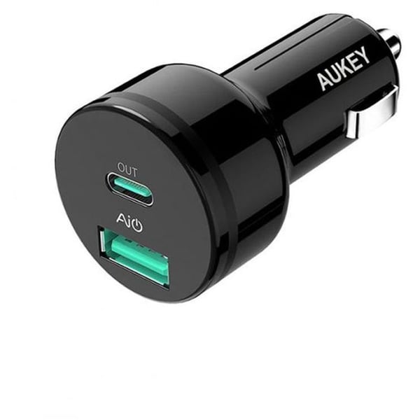 Buy Aukey USB-C Car Charger Black Online in UAE | Sharaf DG