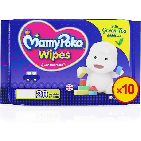 Mamypoko Wipes Mega Value Box Pack of 10 x 20 Sheets, 200 Wipes Mamypoko Wipes Mega Value Box Pack of 10 x 20 Sheets, 200 Wipes