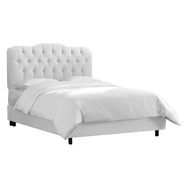 Tufted Bed Velvet White Queen, Tufted Queen Bed White