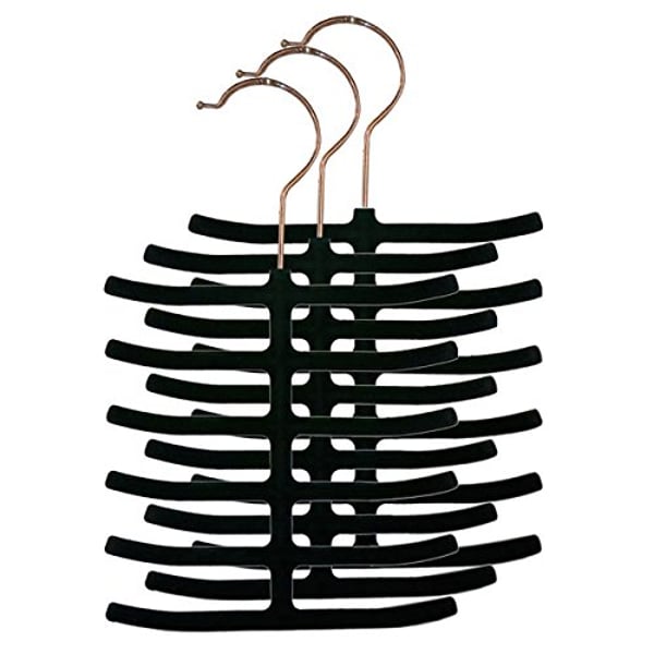 Home Basics 3-Pack Velvet Tie Hanger, Black Home Basics 3-Pack Velvet Tie Hanger, Black