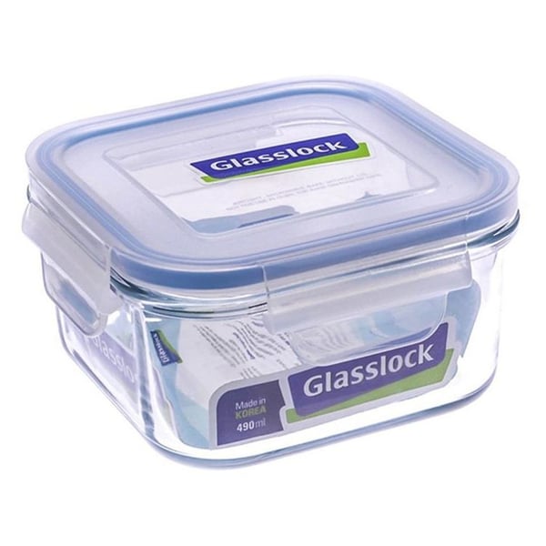 Glasslock Square Lunch Box Clear 490ml Glasslock Square Lunch Box Clear 490ml