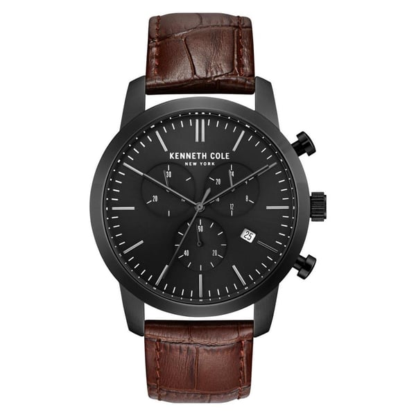 Kenneth Cole Dress Sport Watch For Men with Brown Genuine Leather Strap