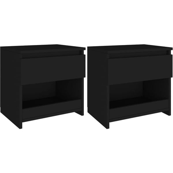 Vidaxl Bedside Cabinets 2 Pcs Black 40x30x39 Cm Chipboard
