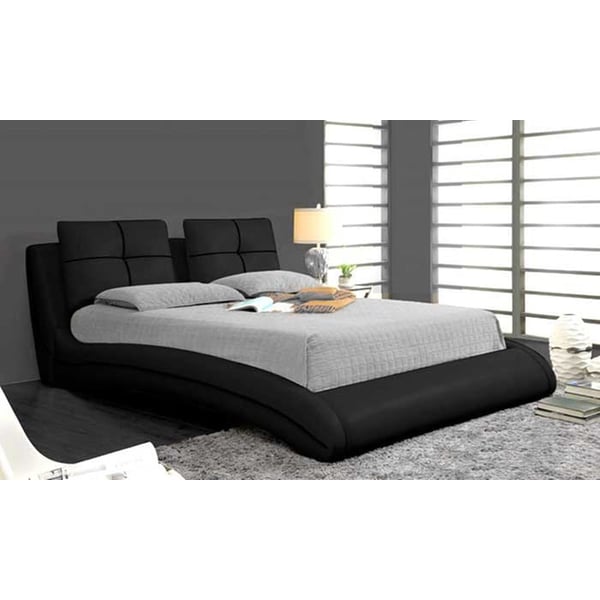 Upholstered Curved Bed Frame Super King Without Mattress Black