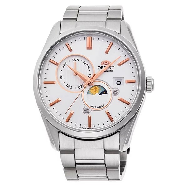 Orient Sun Moon White Dial Stainless Steel Automatic Ra-ak0306s00c Men's Watch