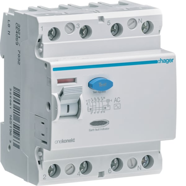 Hager 100a 4 Pole 30ma Earth Leakage Circuit Breaker