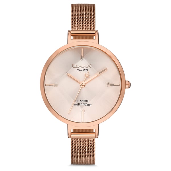 Omax Glamour Series Rose Gold Mesh Analog Watch For Women GMA01R88O Omax Glamour Series Rose Gold Mesh Analog Watch For Women GMA01R88O