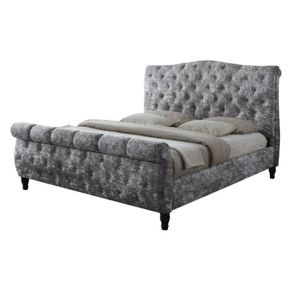 Buy MooBoo Amelie 180cm Velvet Effect Silver King Size Bed