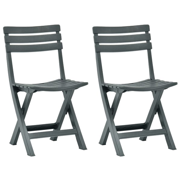 vidaXL Folding Garden Chair 2 pcs Plastic Green vidaXL Folding Garden Chair 2 pcs Plastic Green