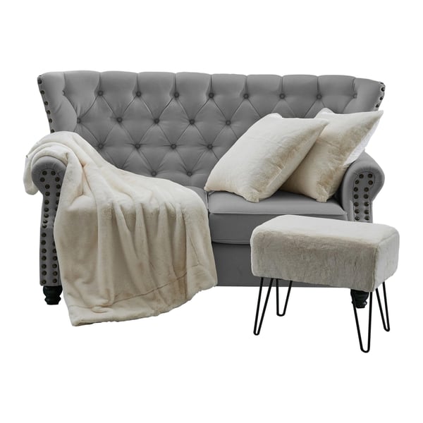 Asghar Furniture - Grace Fabric Loveseat - Grey