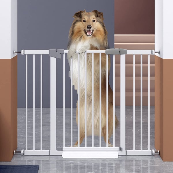 Dog Gate Pet Fence Extra Wide Easy Walk Thru Safety Gate With Auto Close For Indoor House Stairs Doorways (27.5-30inch)…