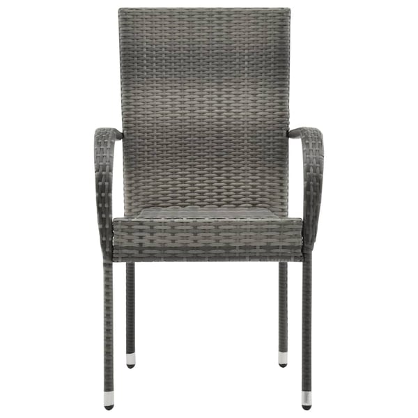 Vidaxl Stackable Outdoor Chairs 4 Pcs Grey Poly Rattan