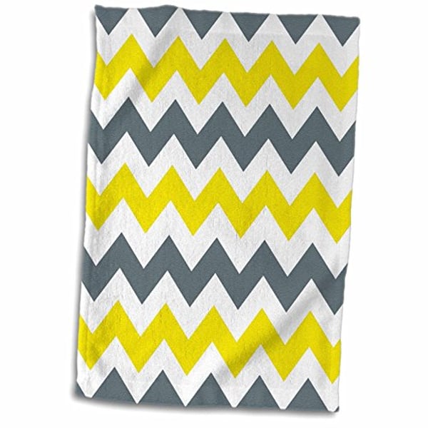 3dRose 3D Rose Blue Gray Yellow And White Chevrons, Towel, 15