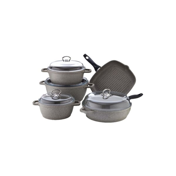Buy Falez 9 Piece NonStick Granitec Cookware Set Grey Color Online in