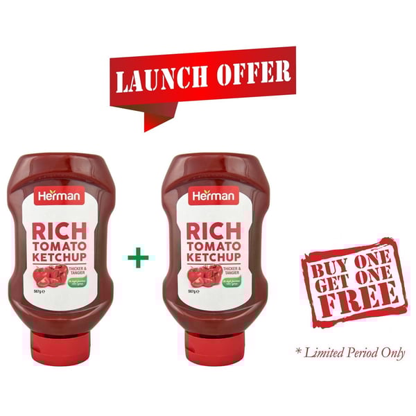 Herman Pack of 2 Ketchup 567g Special Offer Herman Pack of 2 Ketchup 567g Special Offer