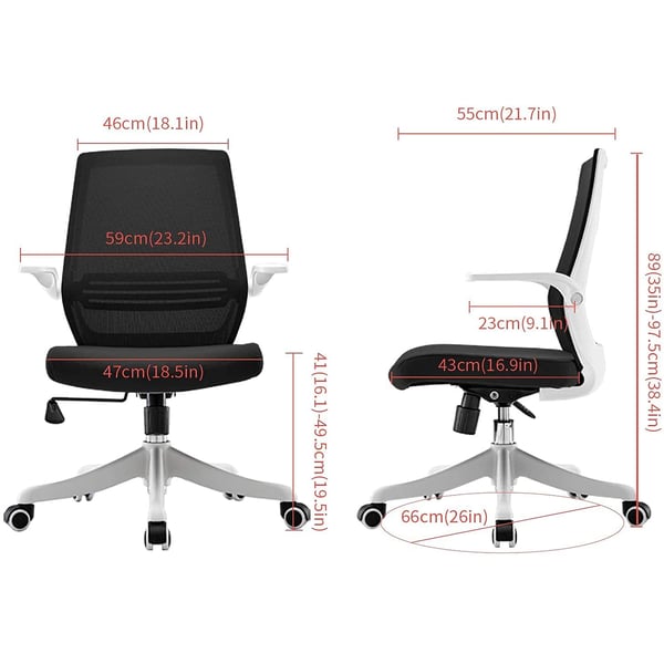 Mahmayi Ergonomic Office Chair, Swivel Desk Chair Height Adjustable Mesh Back Computer Chair With Lumbar Support, 90° Flip-up Armrest (black)