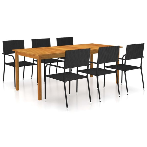 vidaXL 7 Piece Garden Dining Set Black vidaXL 7 Piece Garden Dining Set Black