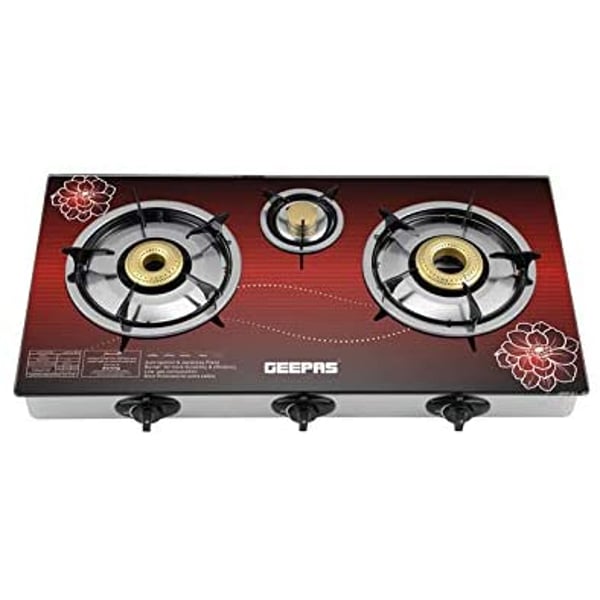 Geepas 3 Burner Gas Cooker GK5600 Black/Red Geepas 3 Burner Gas Cooker GK5600 Black/Red
