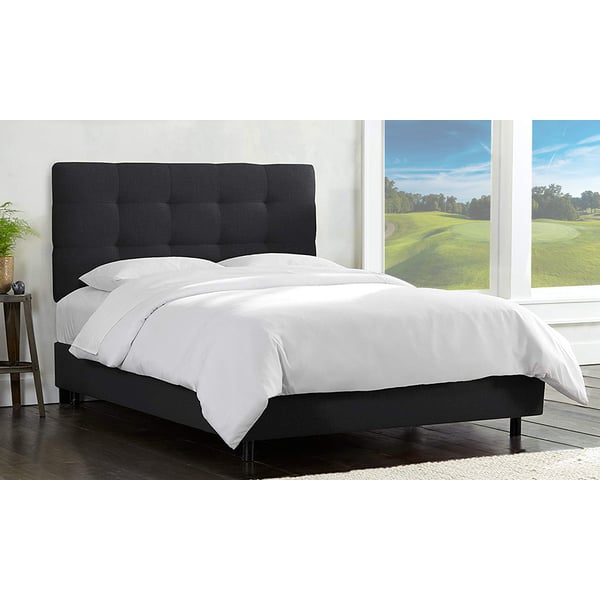 Skyline Tufted Bed Queen with Mattress Black price in Bahrain